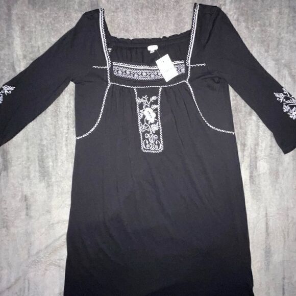 NWTs J. Crew Embroidered Black & White Cotton Dress Size Medium - Picture 3 of 5